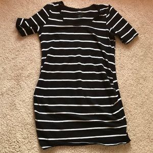 Black & white striped maternity t shirt dress